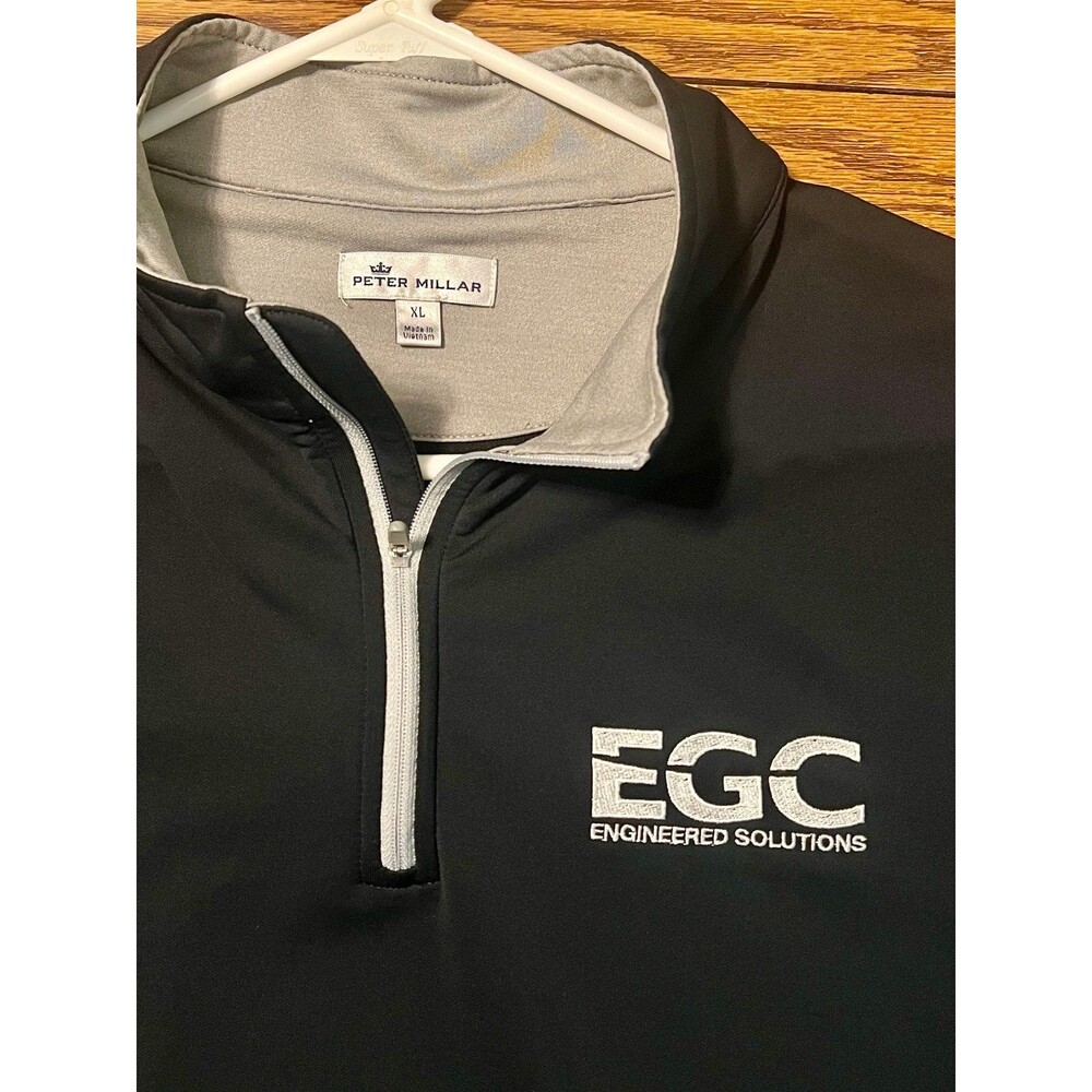 Peter Millar Men’s XL Black Crown Sport 1/4 Zip Pullover “ EGC Engineering”